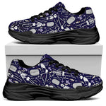 Tomb And Skeleton Pattern Print Black Chunky Shoes