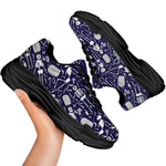 Tomb And Skeleton Pattern Print Black Chunky Shoes