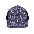 Tomb And Skeleton Pattern Print Black Mesh Trucker Hat