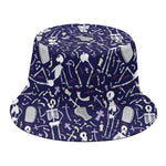 Tomb And Skeleton Pattern Print Bucket Hat