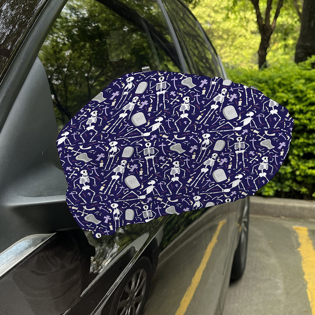 Tomb And Skeleton Pattern Print Car Side Mirror Covers
