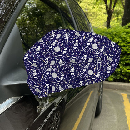 Tomb And Skeleton Pattern Print Car Side Mirror Covers