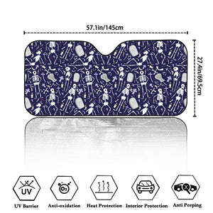 Tomb And Skeleton Pattern Print Car Windshield Sun Shade