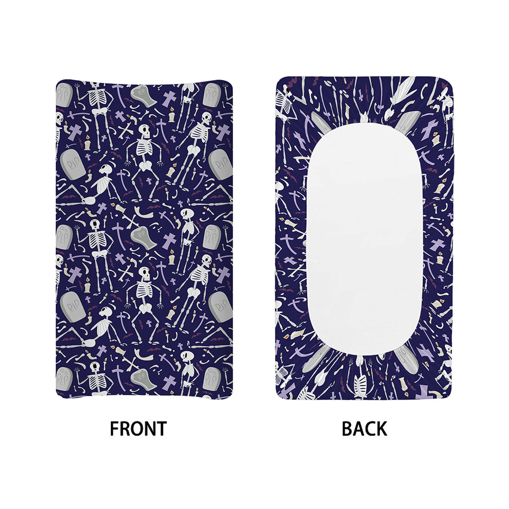 Tomb And Skeleton Pattern Print Changing Pad Cover