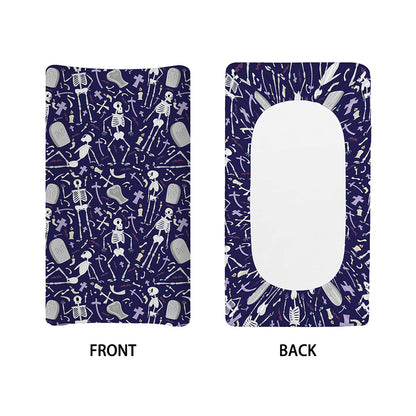 Tomb And Skeleton Pattern Print Changing Pad Cover