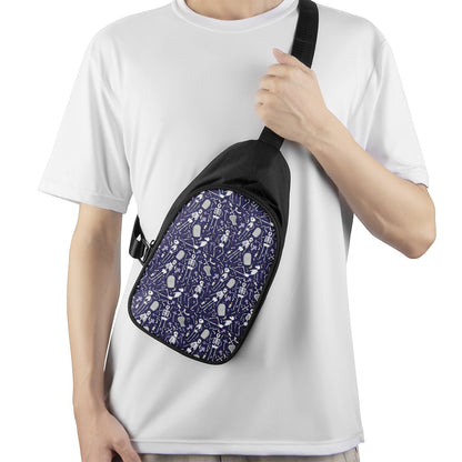 Tomb And Skeleton Pattern Print Chest Bag