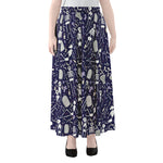 Tomb And Skeleton Pattern Print Chiffon Maxi Skirt