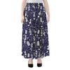 Tomb And Skeleton Pattern Print Chiffon Maxi Skirt