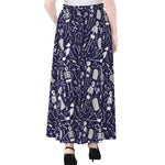 Tomb And Skeleton Pattern Print Chiffon Maxi Skirt