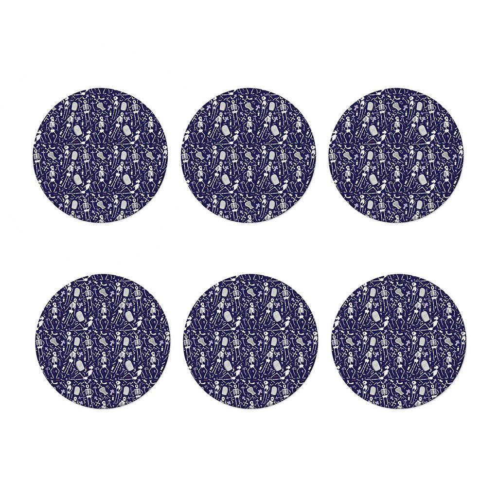Tomb And Skeleton Pattern Print Coaster Set