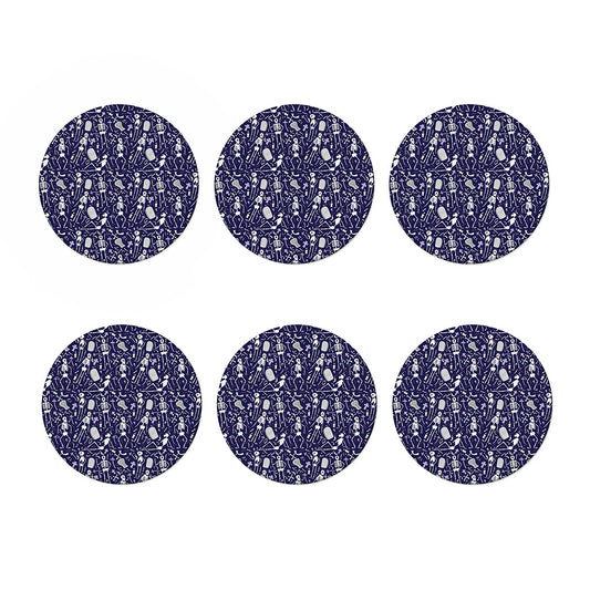 Tomb And Skeleton Pattern Print Coaster Set