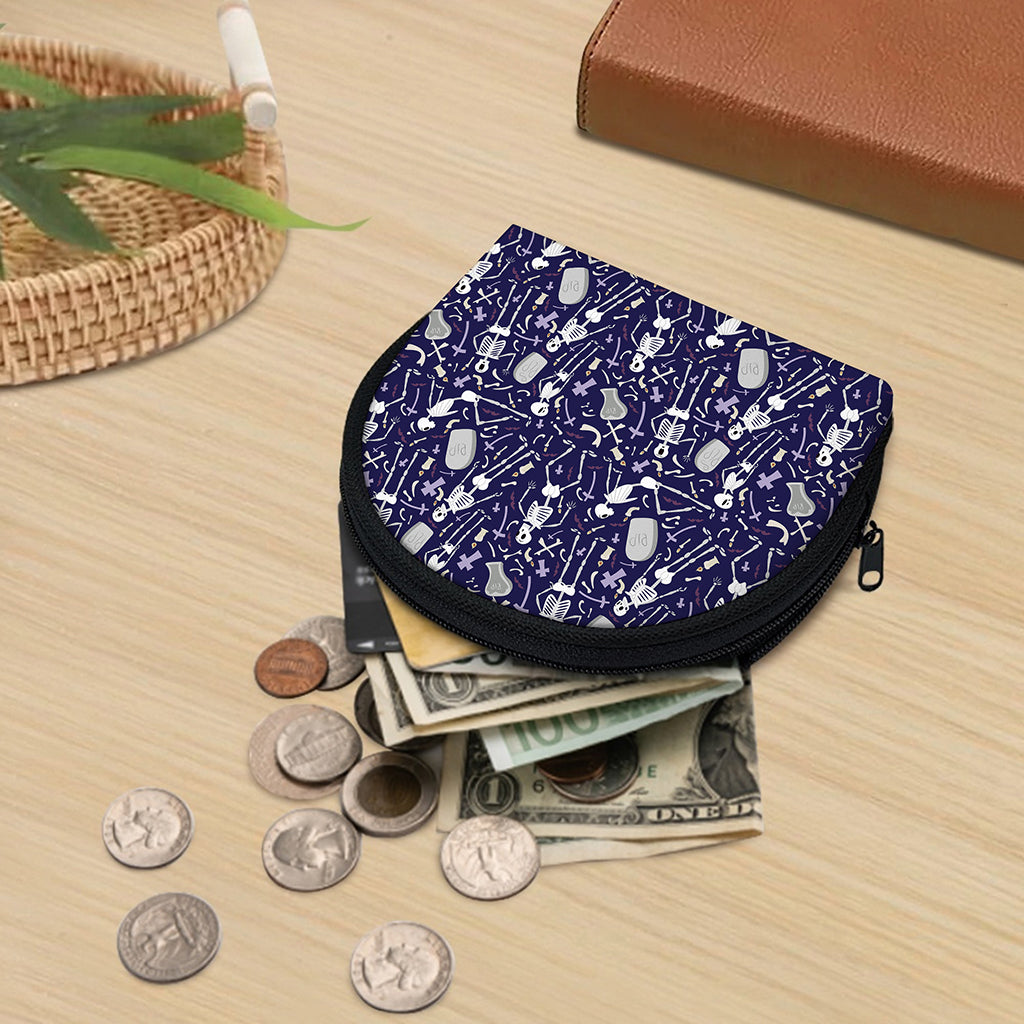 Tomb And Skeleton Pattern Print Coin Purse