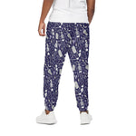 Tomb And Skeleton Pattern Print Cotton Pants