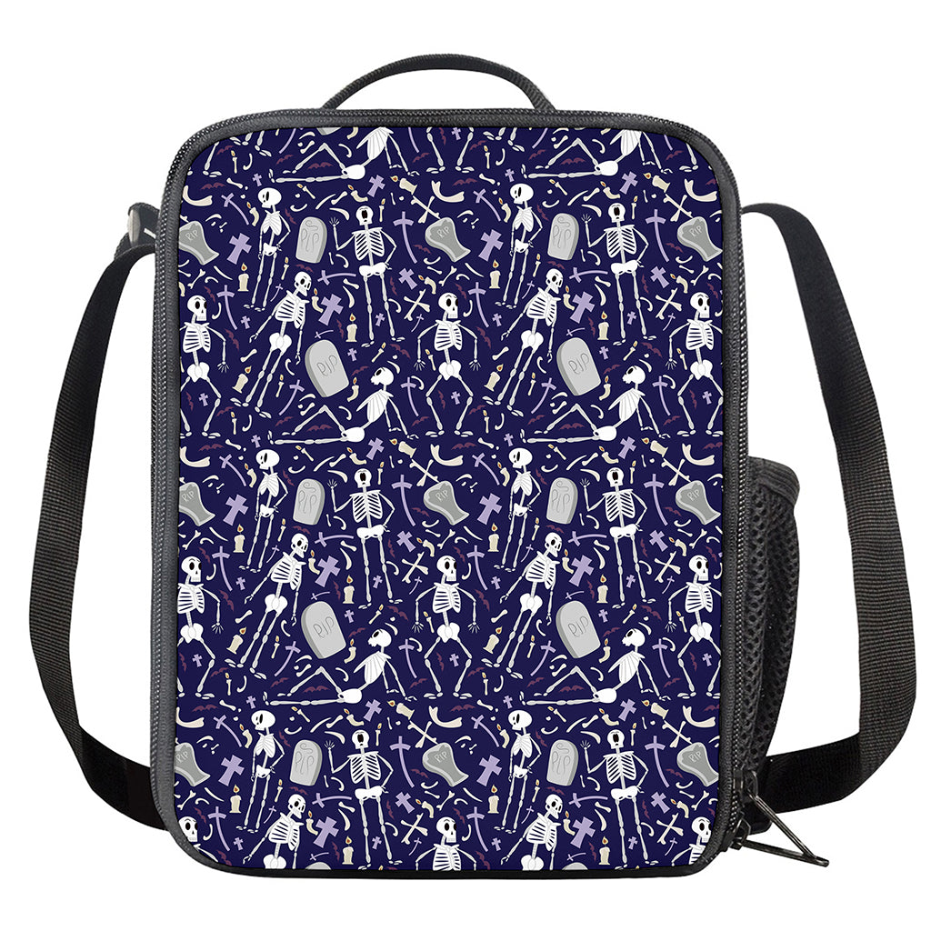 Tomb And Skeleton Pattern Print Crossbody Lunch Bag