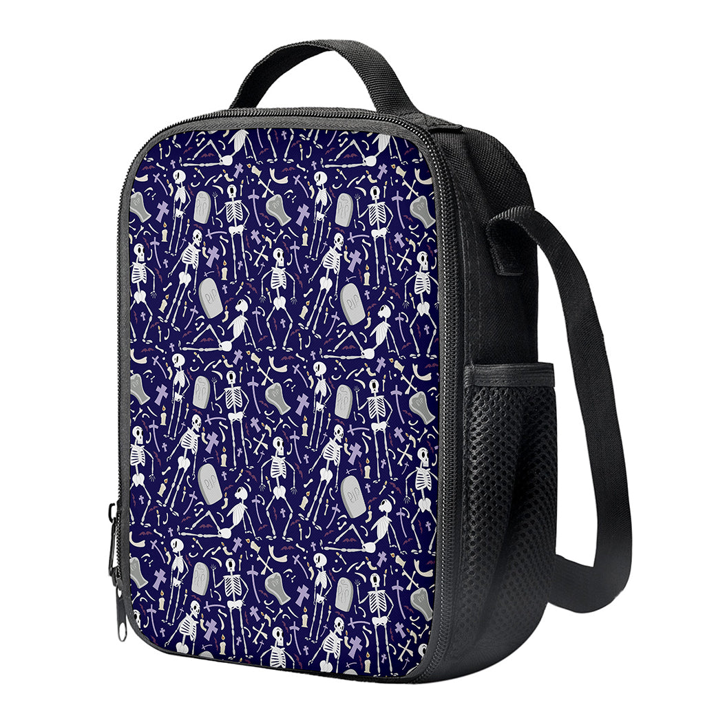 Tomb And Skeleton Pattern Print Crossbody Lunch Bag
