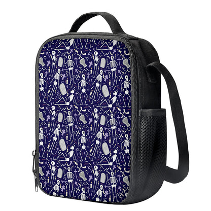 Tomb And Skeleton Pattern Print Crossbody Lunch Bag