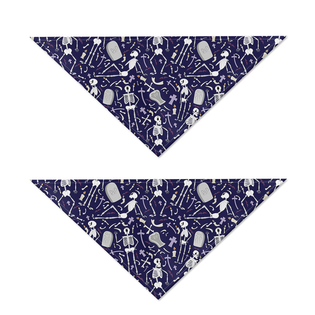 Tomb And Skeleton Pattern Print Dog Bandana