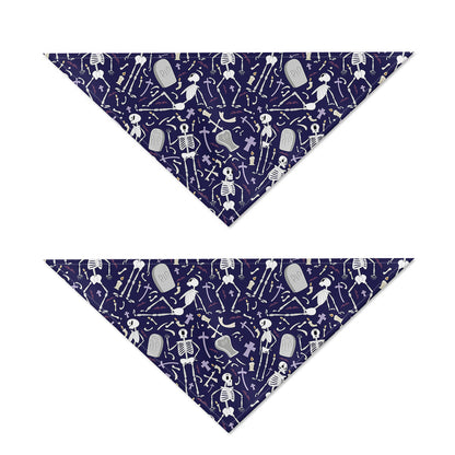 Tomb And Skeleton Pattern Print Dog Bandana