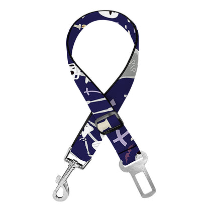 Tomb And Skeleton Pattern Print Dog Seat Belt