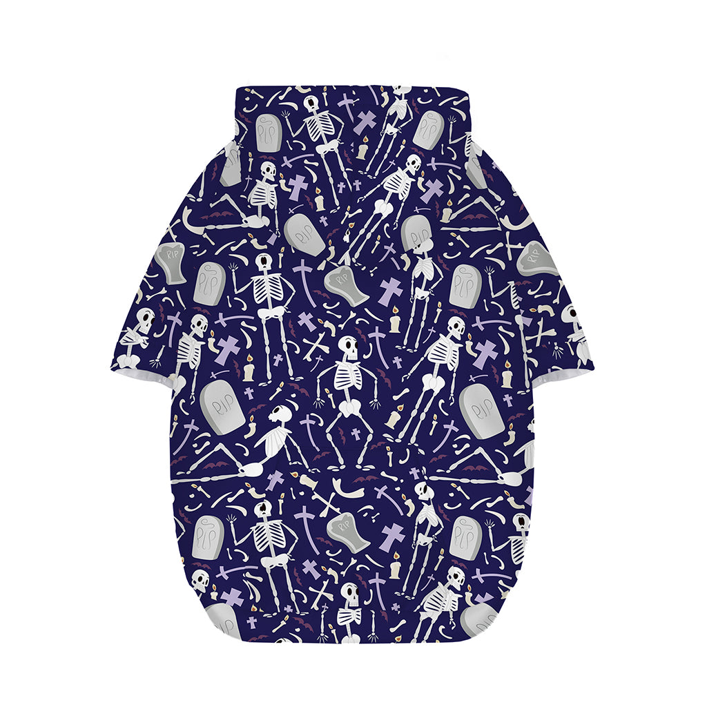 Tomb And Skeleton Pattern Print Dog Zip Up Hoodie