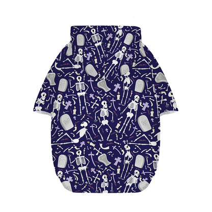 Tomb And Skeleton Pattern Print Dog Zip Up Hoodie