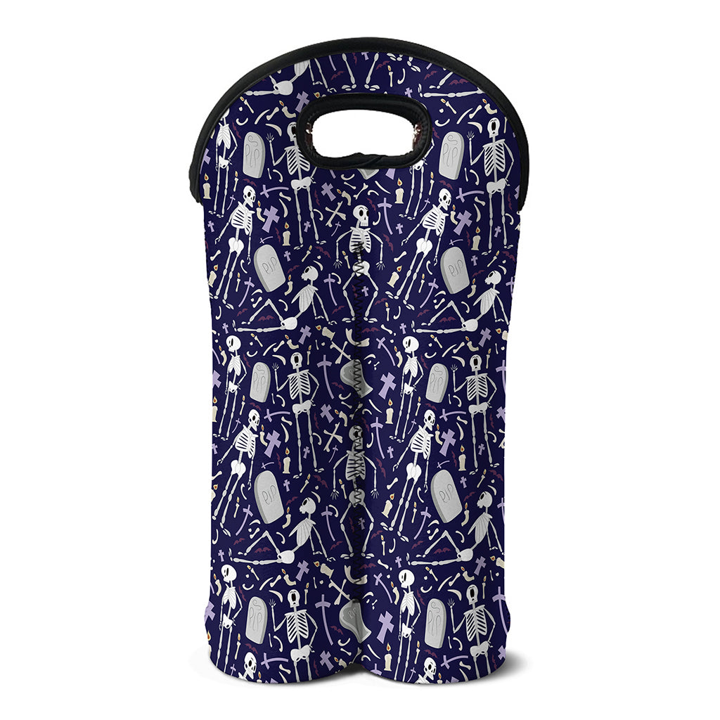 Tomb And Skeleton Pattern Print Double Neoprene Wine Tote