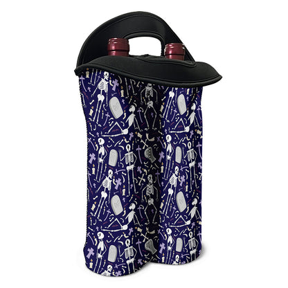 Tomb And Skeleton Pattern Print Double Neoprene Wine Tote