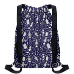 Tomb And Skeleton Pattern Print Drawstring Backpack