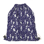 Tomb And Skeleton Pattern Print Drawstring Bag