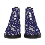 Tomb And Skeleton Pattern Print Flat Ankle Boots