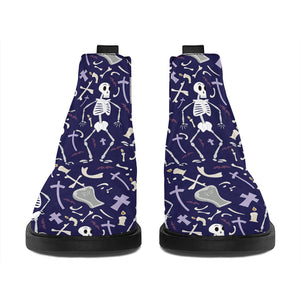 Tomb And Skeleton Pattern Print Flat Ankle Boots