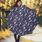 Tomb And Skeleton Pattern Print Foldable Umbrella