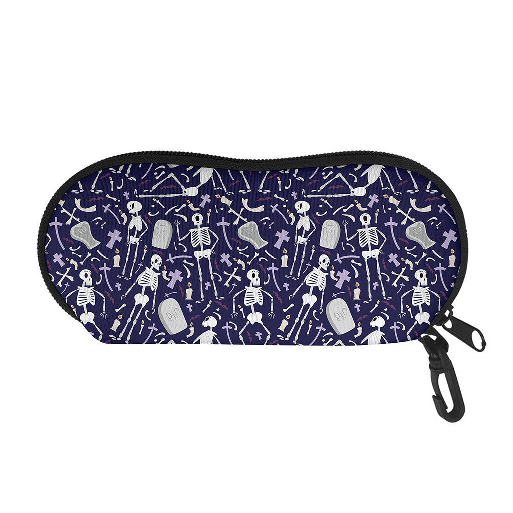 Tomb And Skeleton Pattern Print Glasses Case