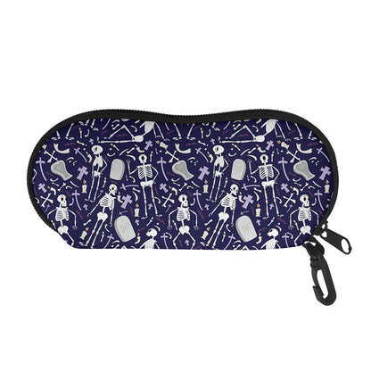 Tomb And Skeleton Pattern Print Glasses Case