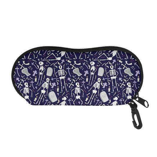 Tomb And Skeleton Pattern Print Glasses Case