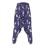 Tomb And Skeleton Pattern Print Hammer Pants