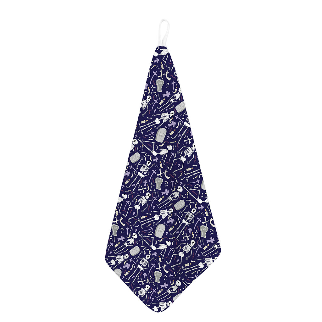 Tomb And Skeleton Pattern Print Hand Towel