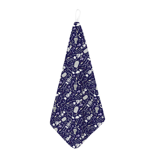 Tomb And Skeleton Pattern Print Hand Towel