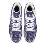 Tomb And Skeleton Pattern Print High Top Leather Sneakers