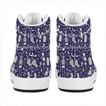 Tomb And Skeleton Pattern Print High Top Leather Sneakers