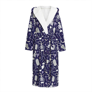 Tomb And Skeleton Pattern Print Hooded Bathrobe