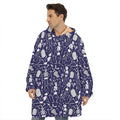 Tomb And Skeleton Pattern Print Hoodie Blanket