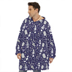 Tomb And Skeleton Pattern Print Hoodie Blanket
