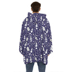 Tomb And Skeleton Pattern Print Hoodie Blanket