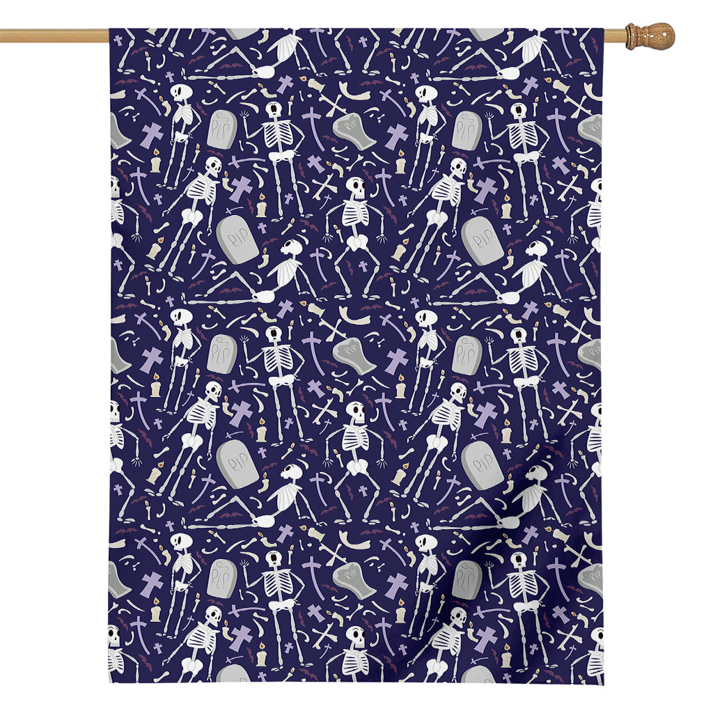 Tomb And Skeleton Pattern Print House Flag