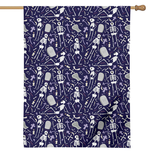 Tomb And Skeleton Pattern Print House Flag