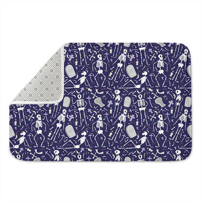 Tomb And Skeleton Pattern Print Indoor Door Mat