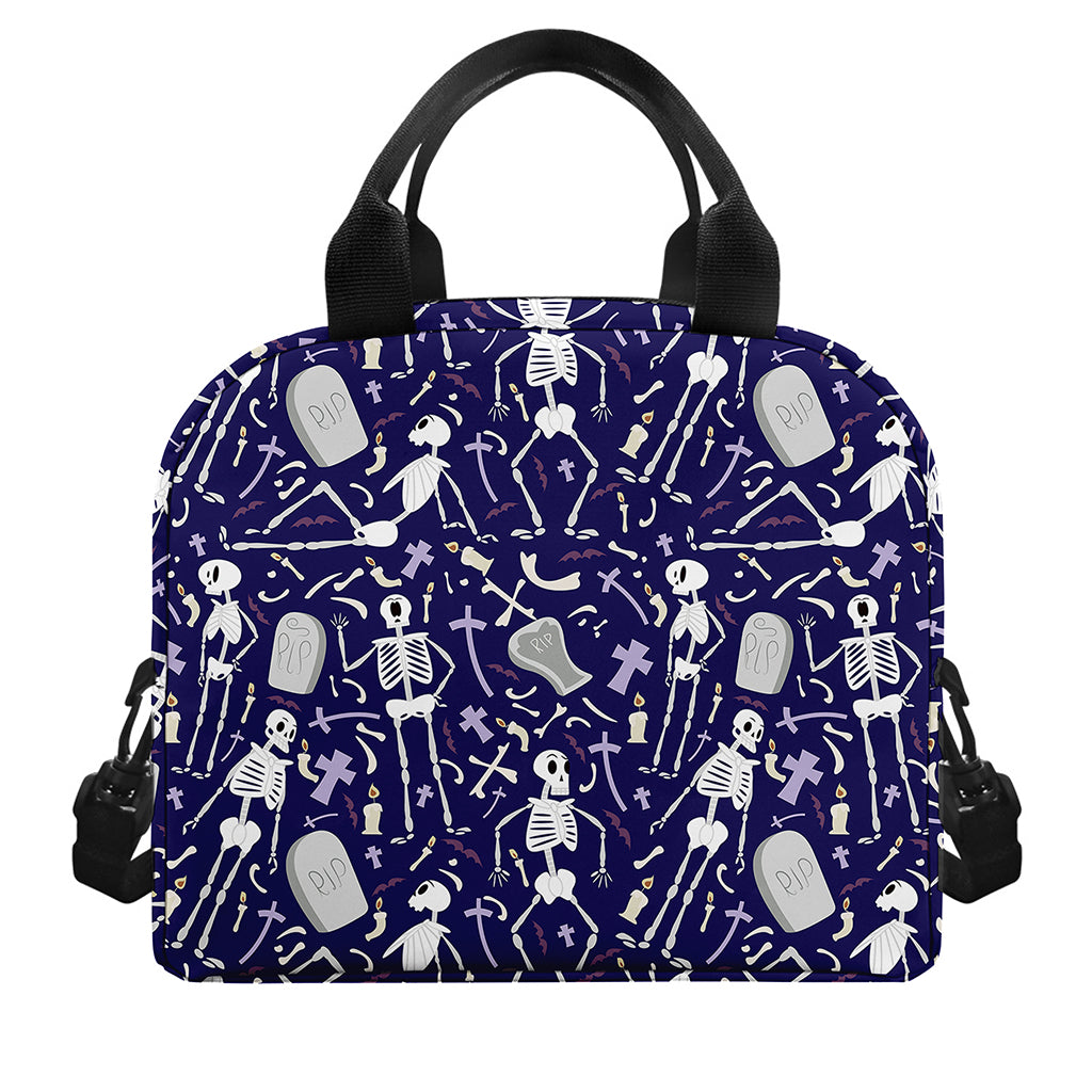Tomb And Skeleton Pattern Print Insulated Lunch Bag