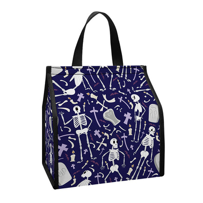Tomb And Skeleton Pattern Print Insulated Lunch Tote