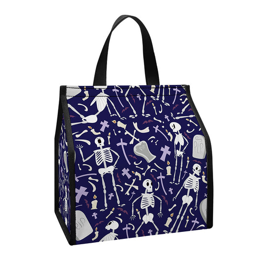 Tomb And Skeleton Pattern Print Insulated Lunch Tote